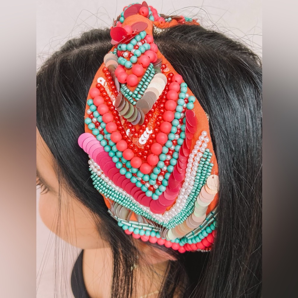 Treasure Jewels Pink Beaded Headband